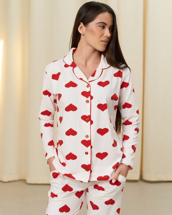 Жіночий комплект зі штанами - Сердечки - Family look мама/донька 