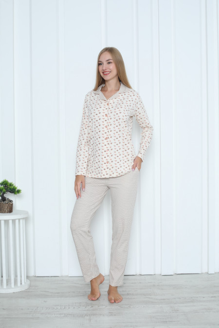 Жіноча піжама на ґудзиках - Милі звірятка