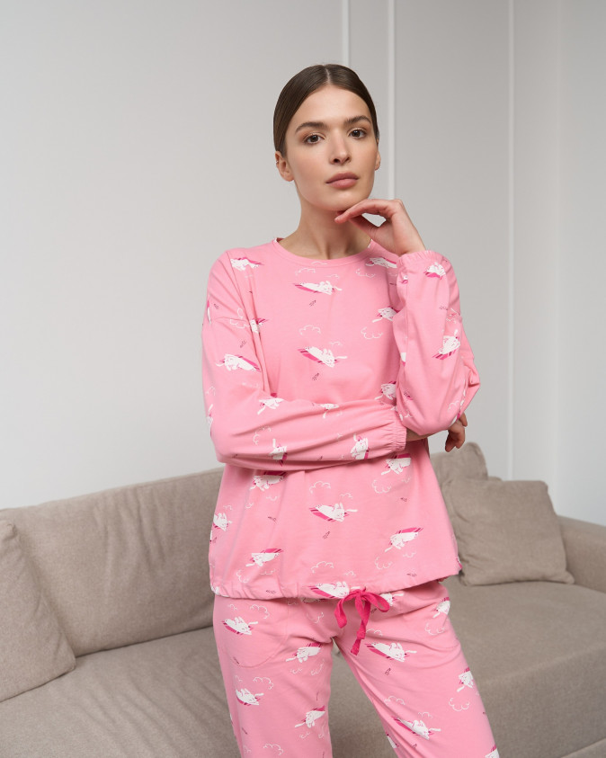 Комплект жіночий кофтинка на зав'язках - бульдог на пляжі