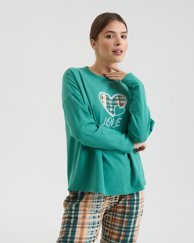 Жіночий комплект зі штанами у клітинку - Love