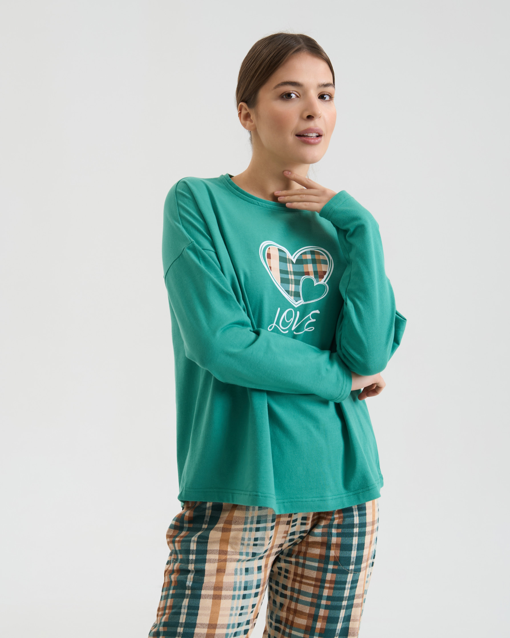 Жіночий комплект зі штанами у клітинку - Love