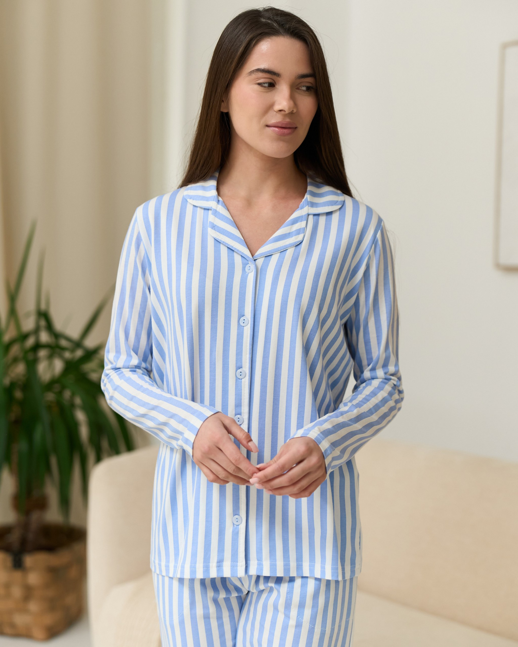 Женский комплект на пуговицах Полоска - Family look мама/дочка