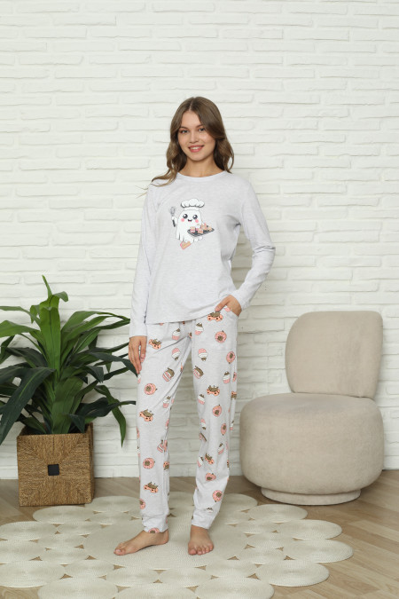 Жіноча піжама зі штанами в принт - Тістечка