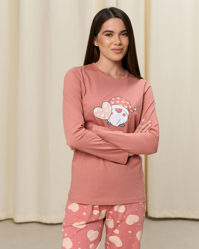 Жіноча піжама зі штанами- Гномик і сердечки