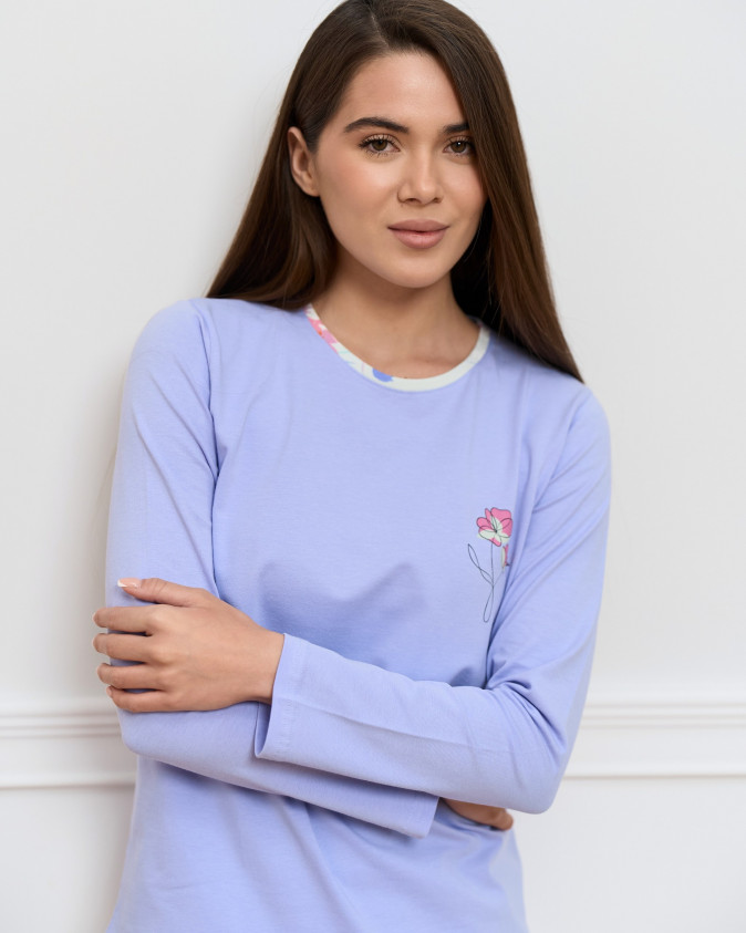 Жіноча піжама бавовна - квіти по штанах