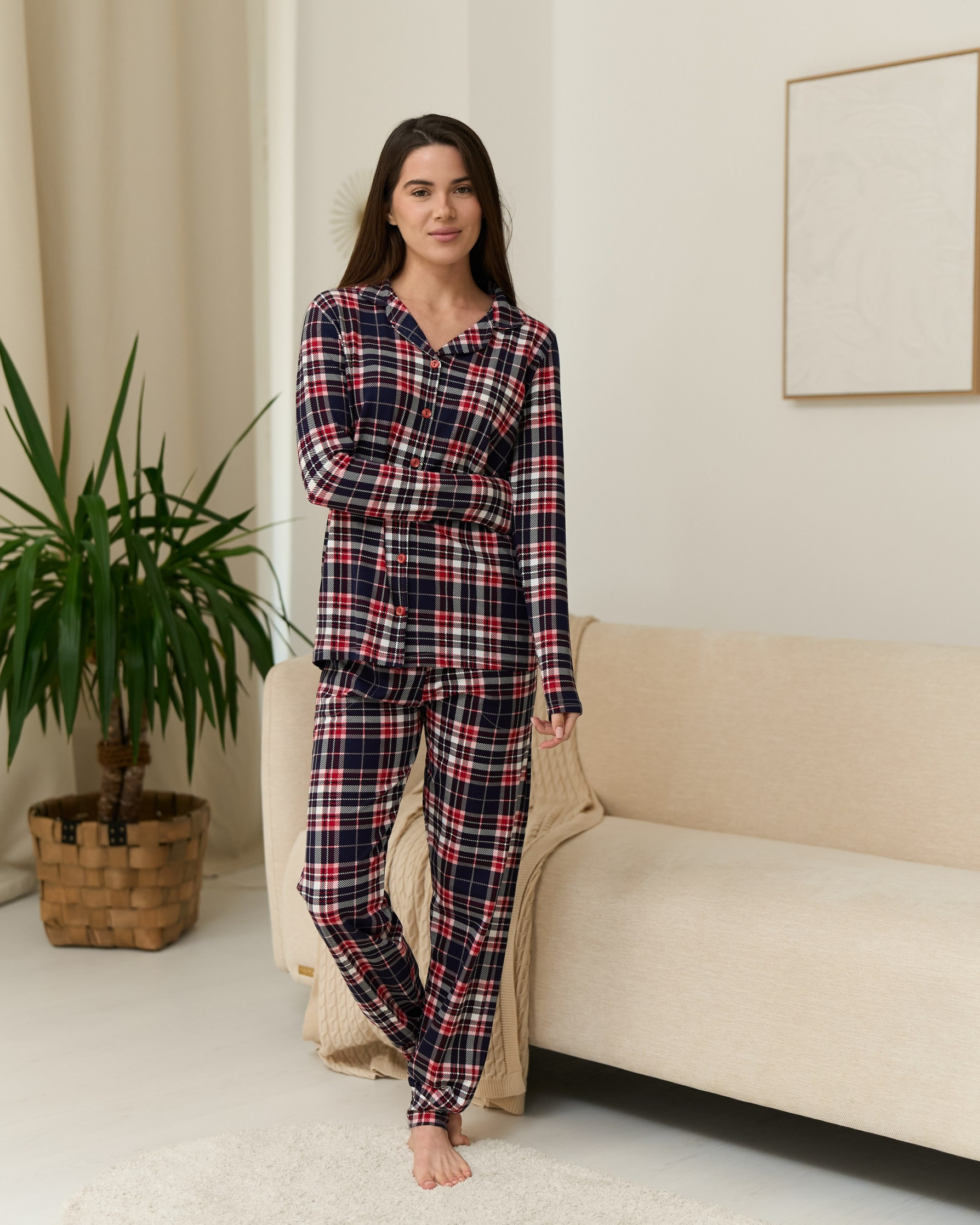 Женский комплект со штанами клетка - Уценка