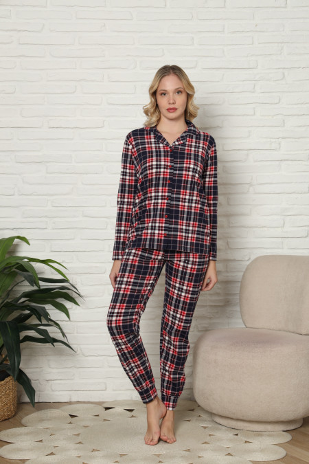 Жіночий комплект зі штанами клітинка - Family look для пари