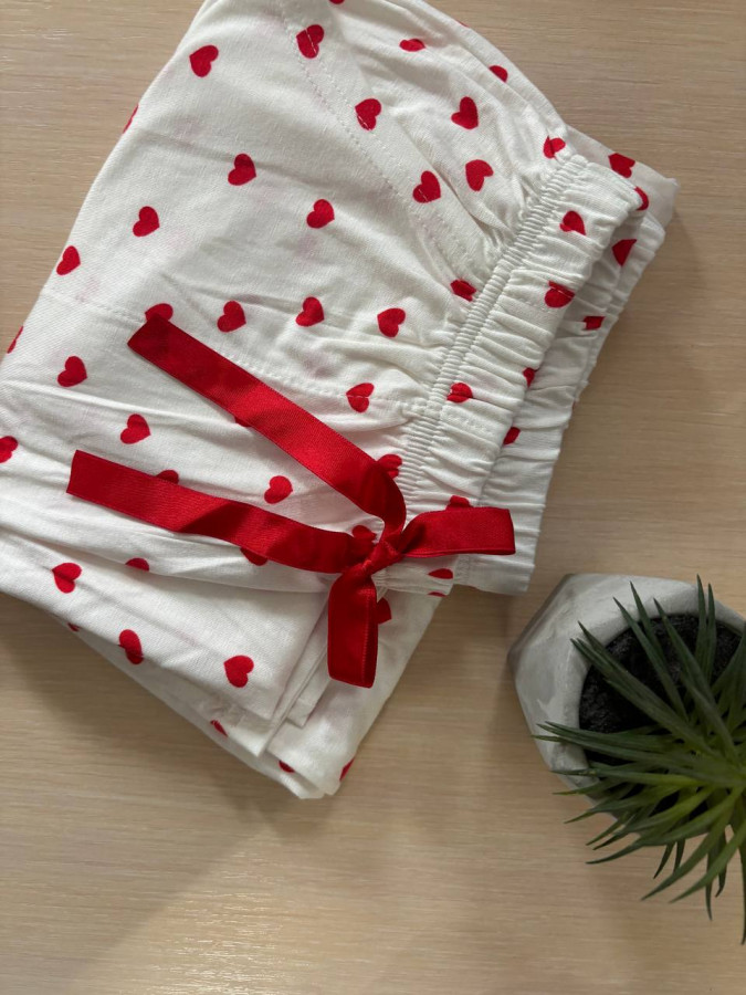 Віскозний комплект майка зі штанами - Сердечки Уцінка