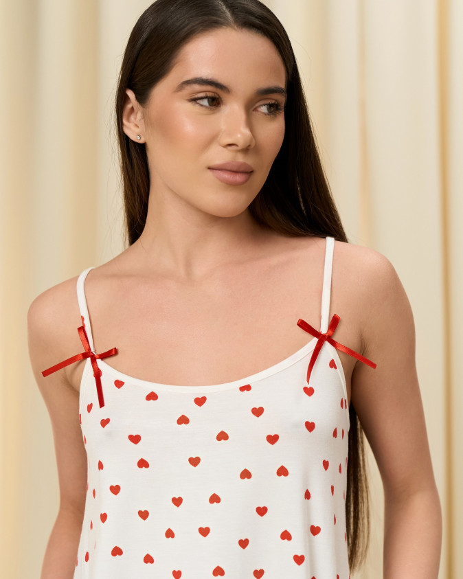 Жіночий віскозний комплект майка зі штанами - Сердечки