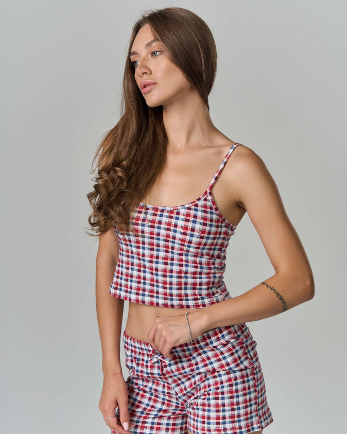 Комплект з міні-шортиками в клітинку