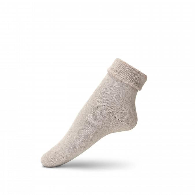 Жіночі однотонні шкарпетки - з відворотом - бежеві, чорні