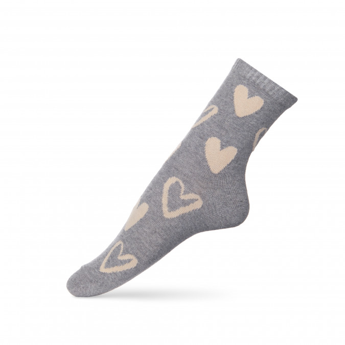 Жіночі тонкі бавовняні шкарпетки - з сердечками